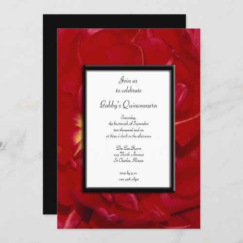 Red Fancy Tulip Quinceanera Party Invitation