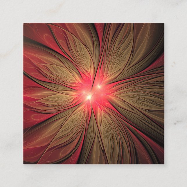 Red fansy fractal flower  appointment card (Front)