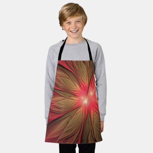 Red fansy fractal flower  apron