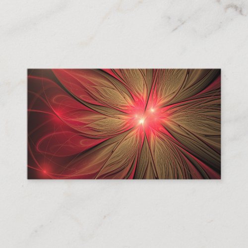 Red fansy fractal flower  business card