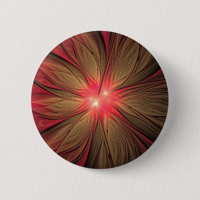 Red fansy fractal flower   button (Front)
