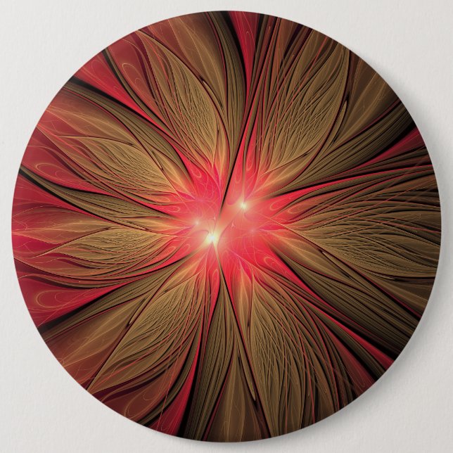 Red fansy fractal flower   button (Front)