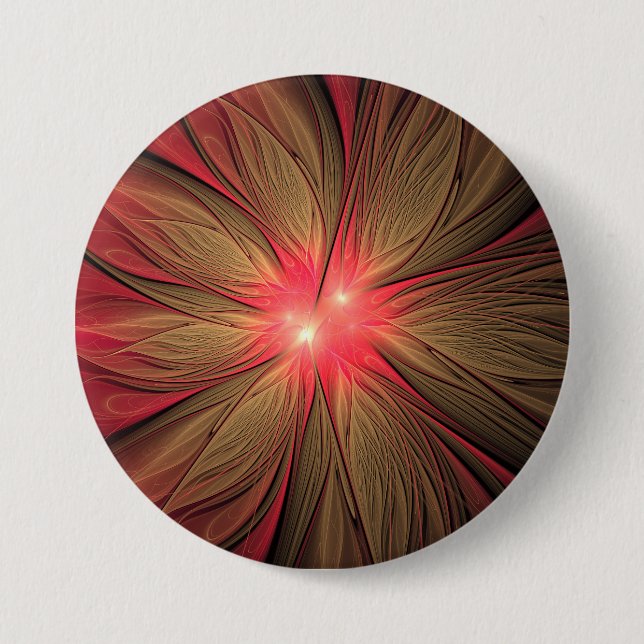 Red fansy fractal flower  button (Front)