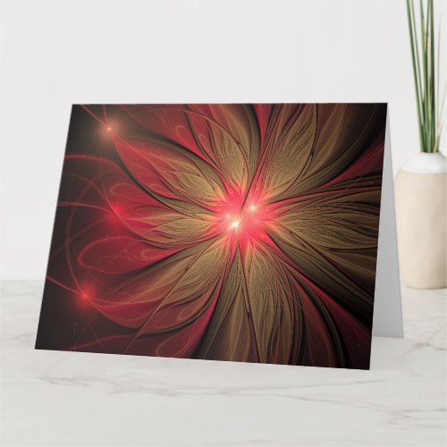 Red fansy fractal flower  card