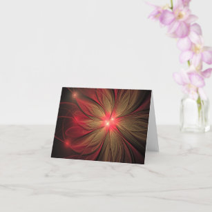 Red fansy fractal flower  card