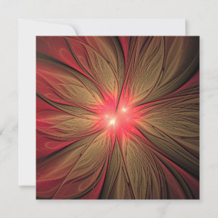 Red fansy fractal flower   card