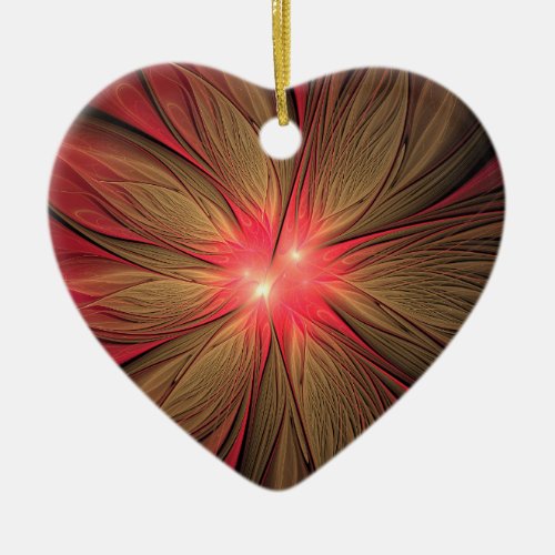 Red fansy fractal flower   ceramic ornament