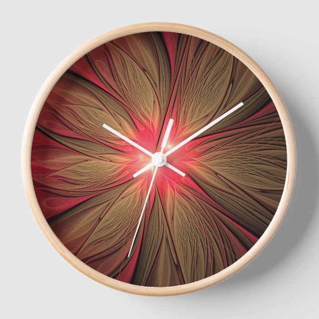 Red fansy fractal flower  clock (Front)