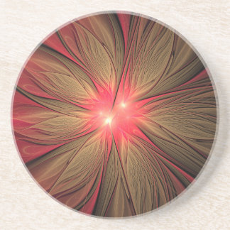 Red fansy fractal flower  coaster