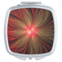 Red fansy fractal flower   compact mirror