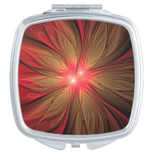 Red fansy fractal flower   compact mirror