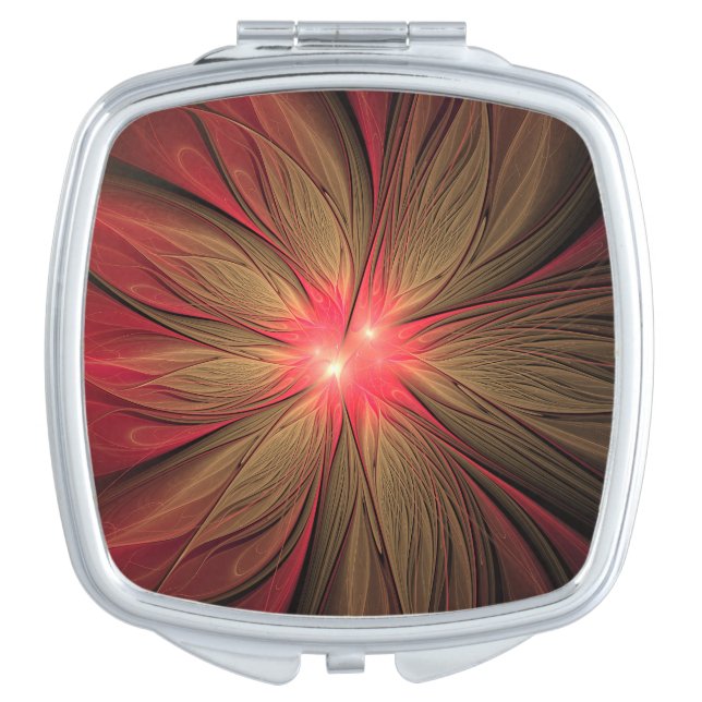 Red fansy fractal flower   compact mirror (Front)