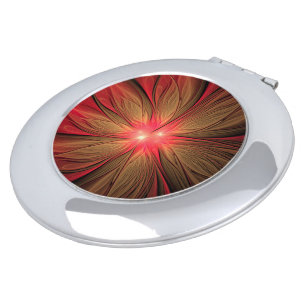 Red fansy fractal flower  compact mirror