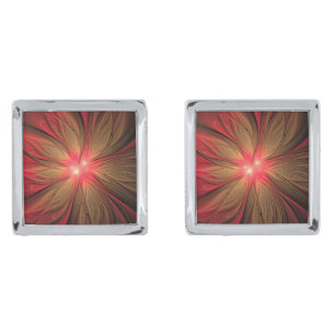 Red fansy fractal flower  cufflinks