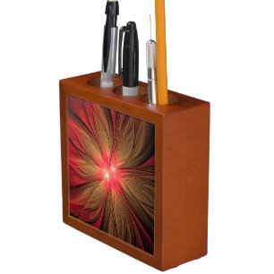 Red fansy fractal flower   desk organizer