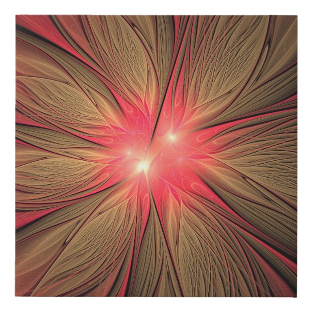 Red fansy fractal flower   faux canvas print (Front)