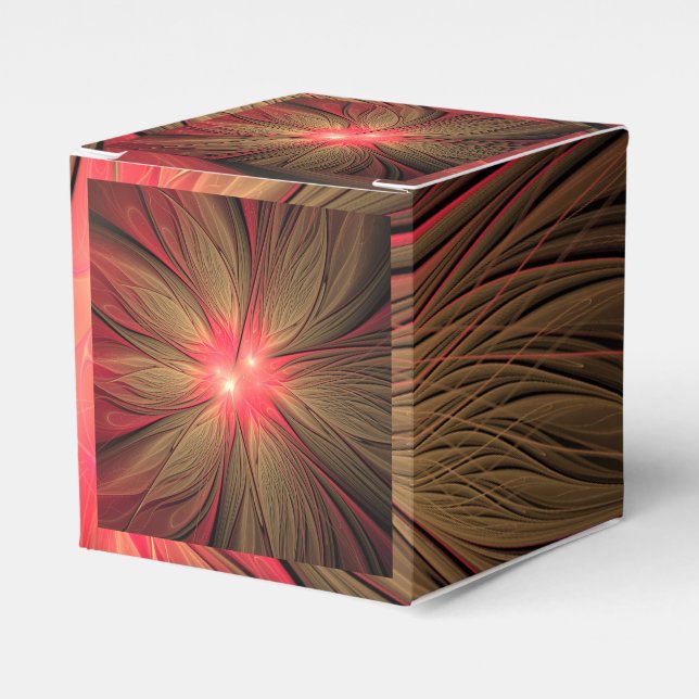 Red fansy fractal flower  favor boxes (Front Side)