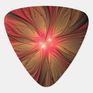 Red fansy fractal flower  guitar pick