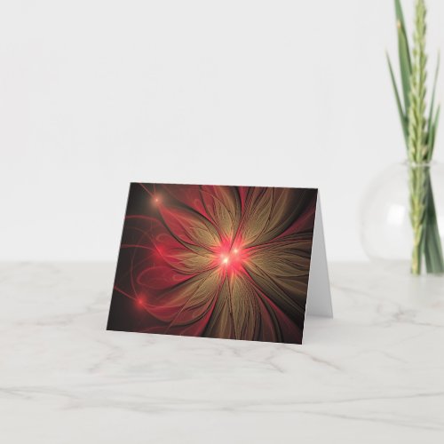 Red fansy fractal flower  holiday card