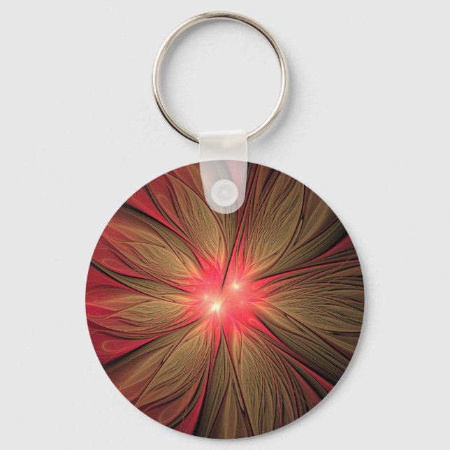 Red fansy fractal flower   keychain (Front)