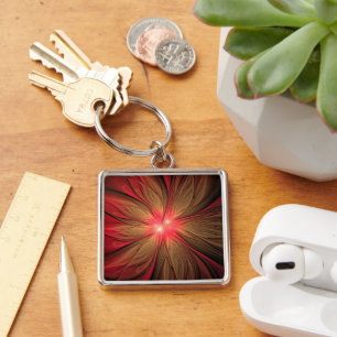 Red fansy fractal flower keychain