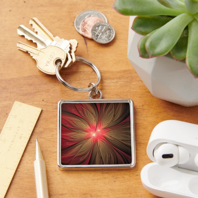 Red fansy fractal flower  keychain (Desk)