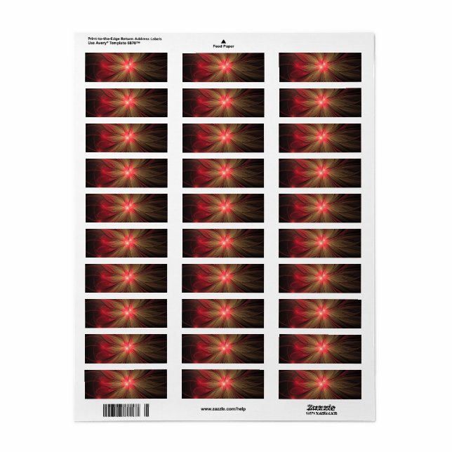 Red fansy fractal flower  label (Full Sheet)