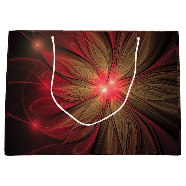 Red fansy fractal flower  large gift bag (Front)