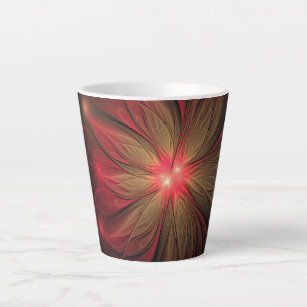 Red fansy fractal flower  latte mug