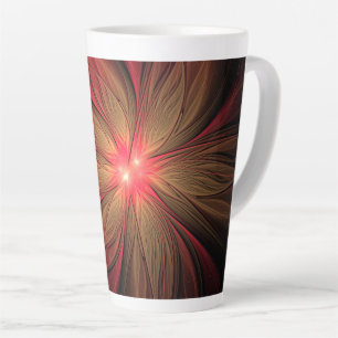 Red fansy fractal flower  latte mug