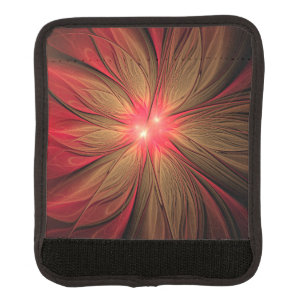 Red fansy fractal flower   luggage handle wrap
