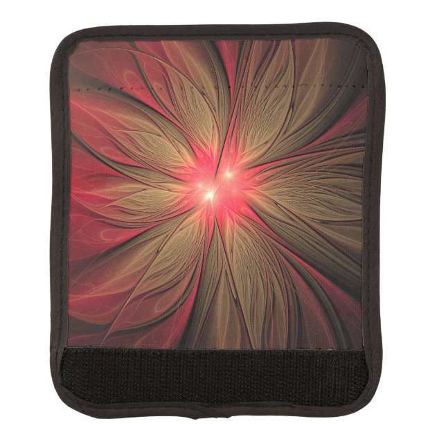 Red fansy fractal flower   luggage handle wrap (Front)