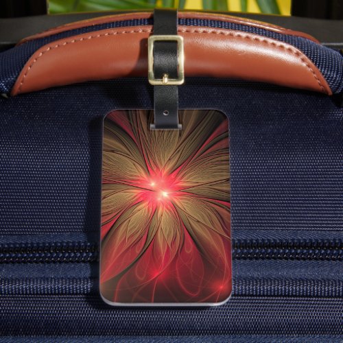 Red fansy fractal flower  luggage tag