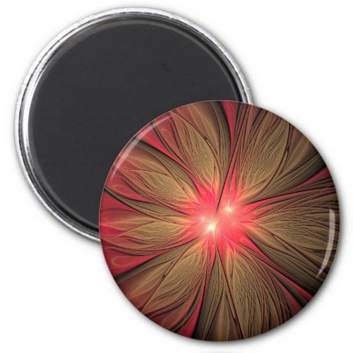 Red fansy fractal flower   magnet