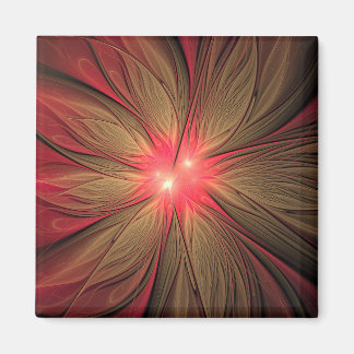Red fansy fractal flower   magnet