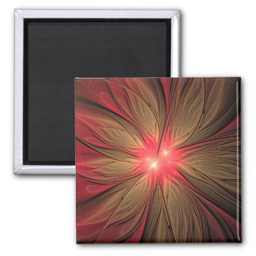 Red fansy fractal flower   magnet