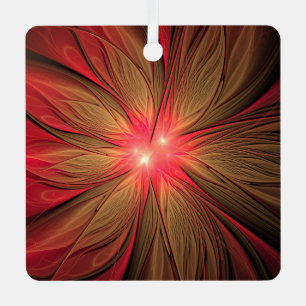 Red fansy fractal flower   metal ornament