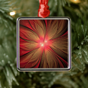 Red fansy fractal flower metal ornament