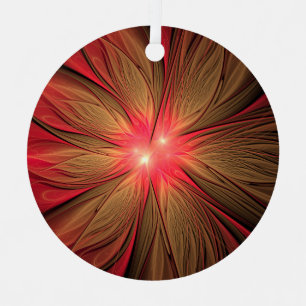 Red fansy fractal flower metal ornament