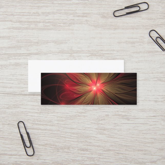 Red fansy fractal flower  mini business card (Front/Back In Situ)