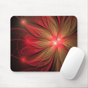 Red fansy fractal flower  mouse pad