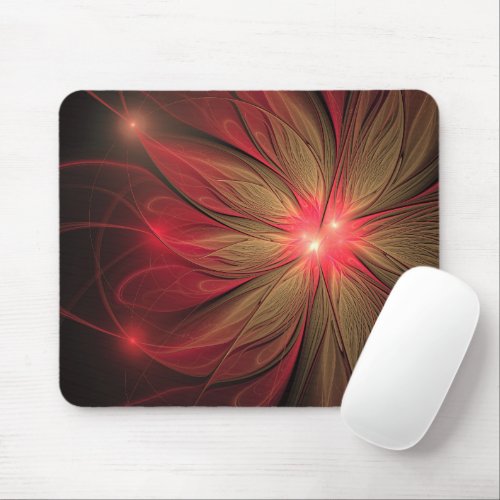 Red fansy fractal flower  mouse pad