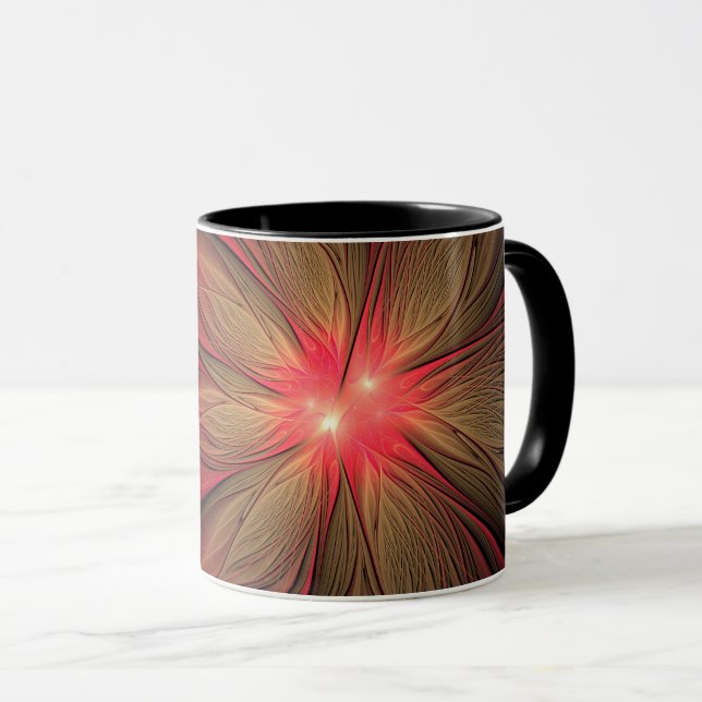 Red fansy fractal flower  mug (Front Right)