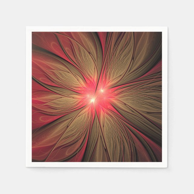 Red fansy fractal flower   napkins (Front)