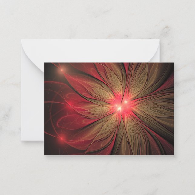 Red fansy fractal flower  note card (Front)