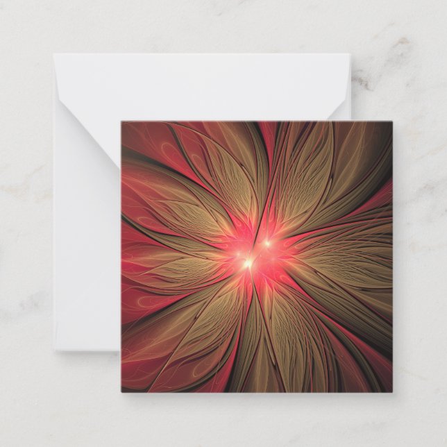 Red fansy fractal flower  note card (Front)