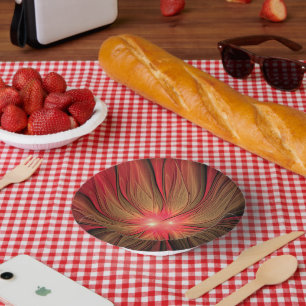 Red fansy fractal flower  paper bowls