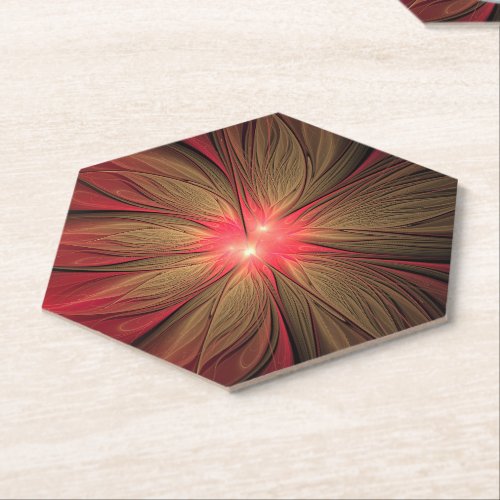 Red fansy fractal flower  paper coaster