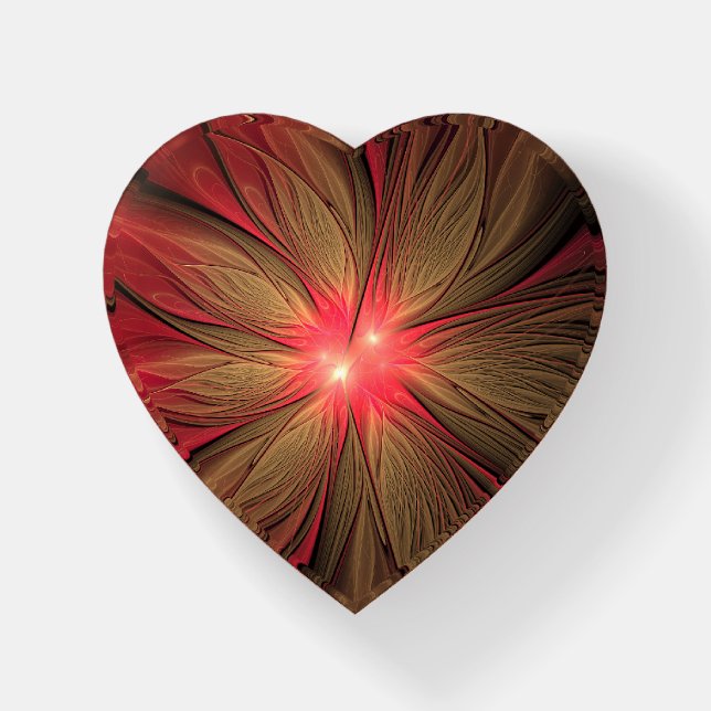 Red fansy fractal flower   paperweight (Front)