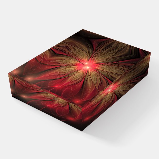 Red fansy fractal flower  paperweight (Angled)